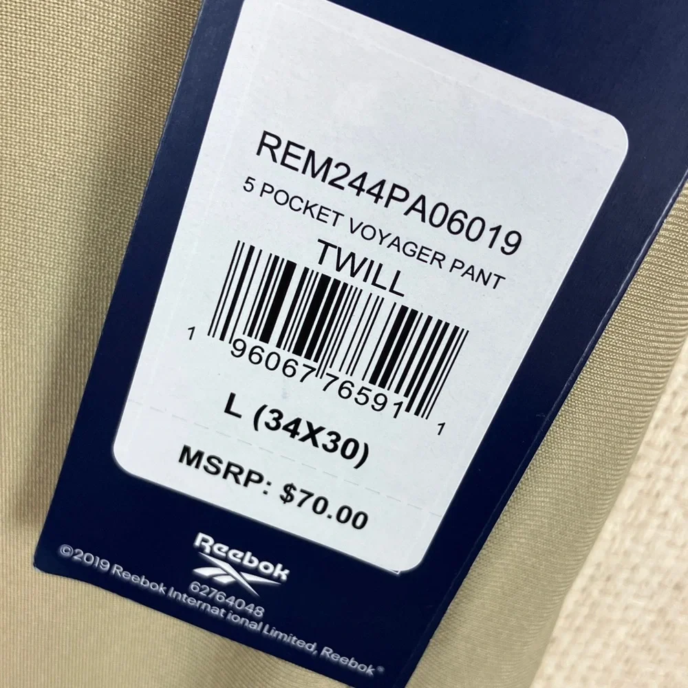 Reebok 5-Pocket 34x30 Voyager Beige Golf Pants Men's NWT